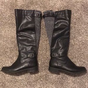 Black Lelah knee high Knit Boots